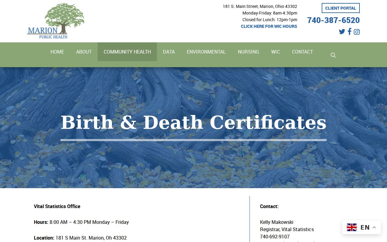 Marion Township residents directory image of Marion Public Health vital records