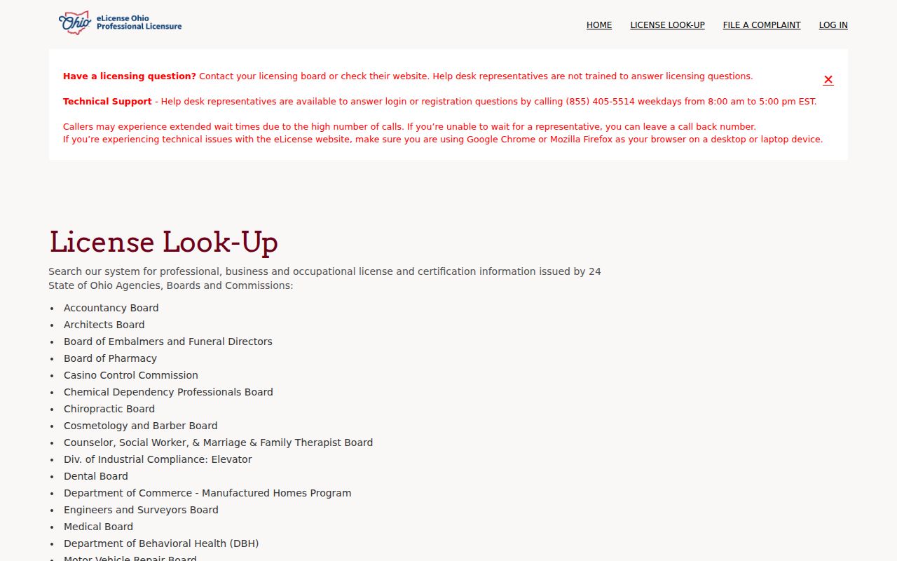 Marion Township residents directory image of Ohio eLicense verification