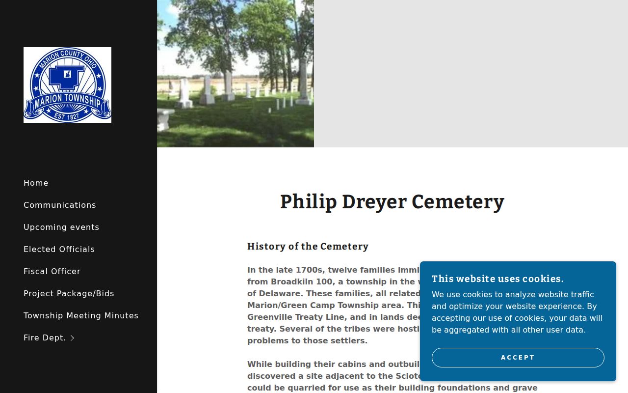 Marion Township previous residents Phillip Dreyer Cemetery history