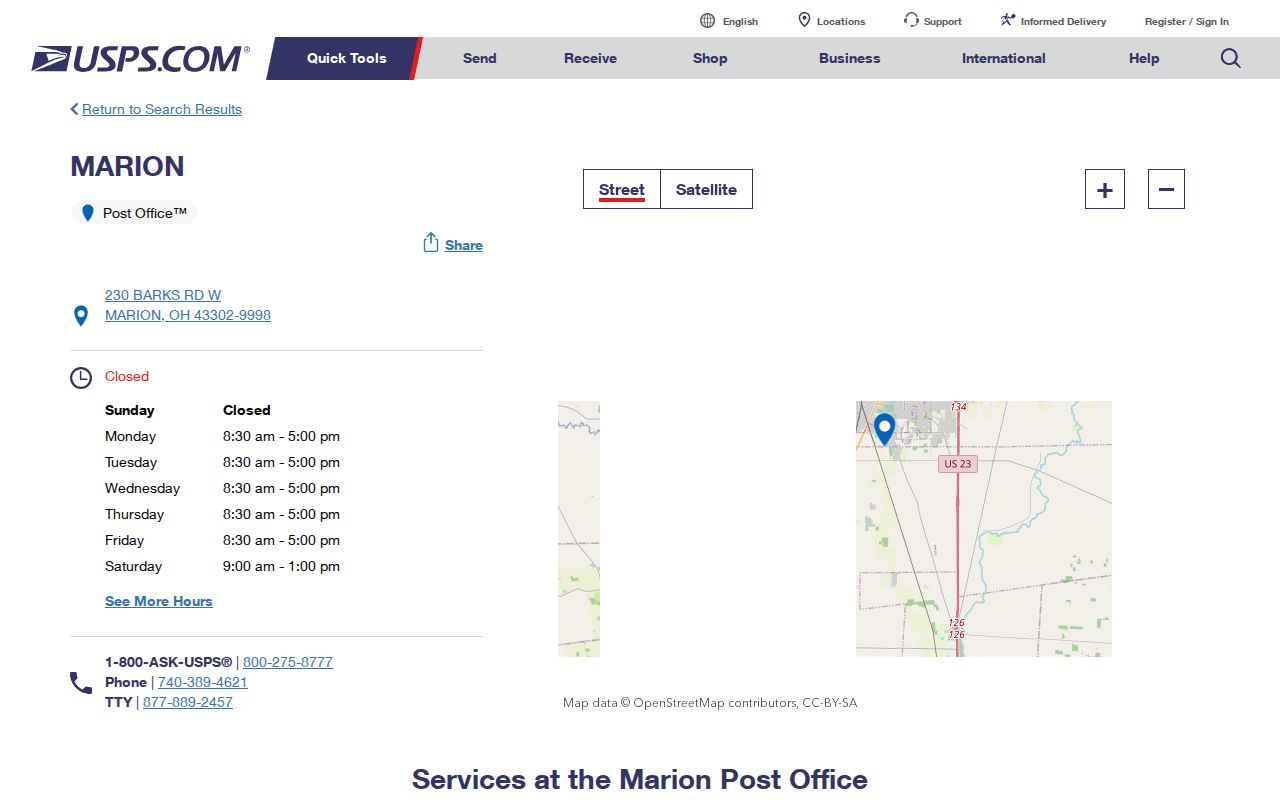 Marion Township ZIP code USPS Marion Post Office details